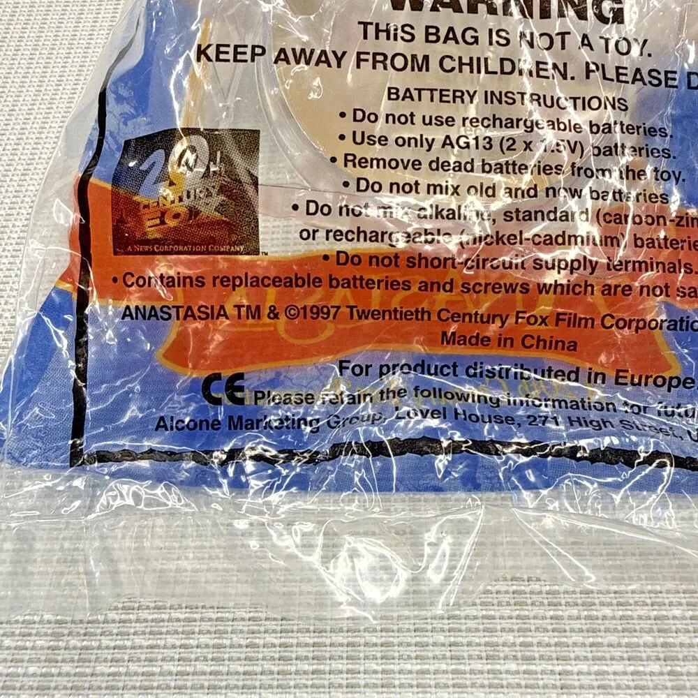 NEW Vintage 1997 Anastasia Bartok Burger King Toy 20th Century Fox Collectible